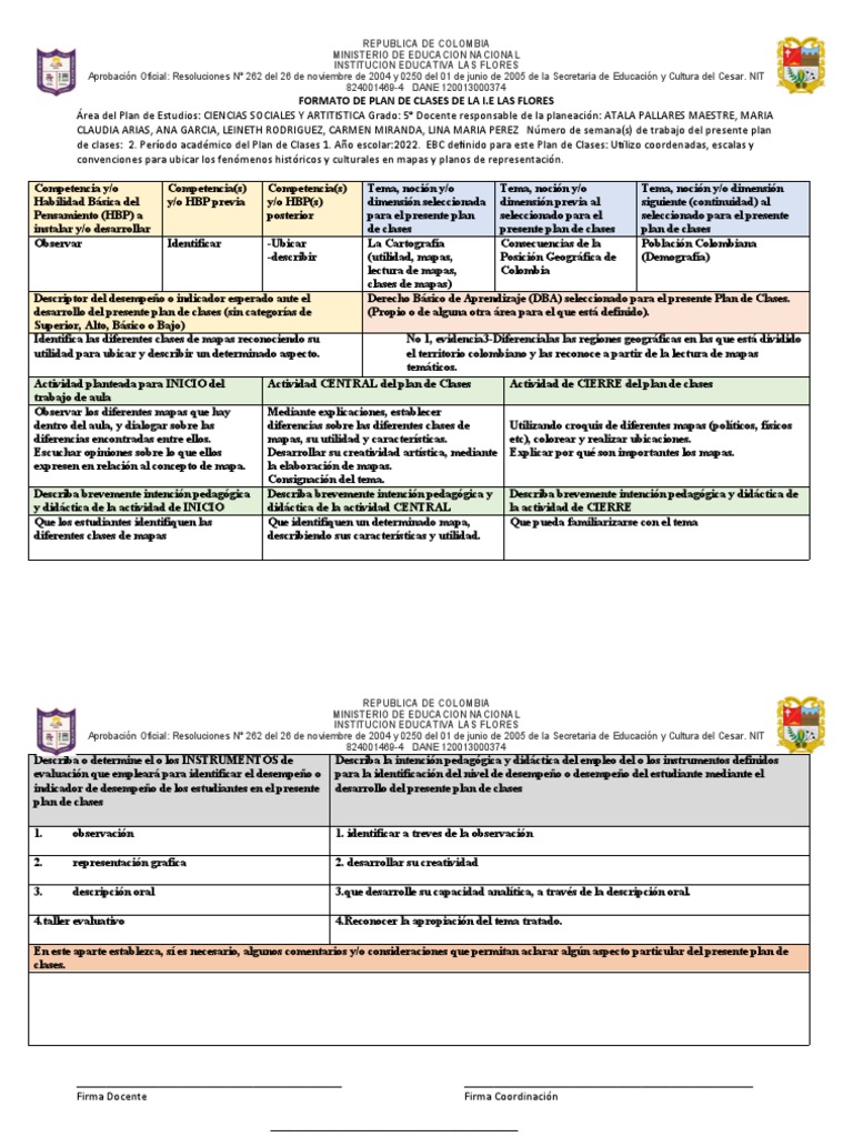 Formato de Plan de Clases Colombia | PDF | Colombia | Cognición