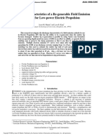 Operating Characteristics of A Re-Generable Field Emission Cathode For Low-Power Electric Propulsion