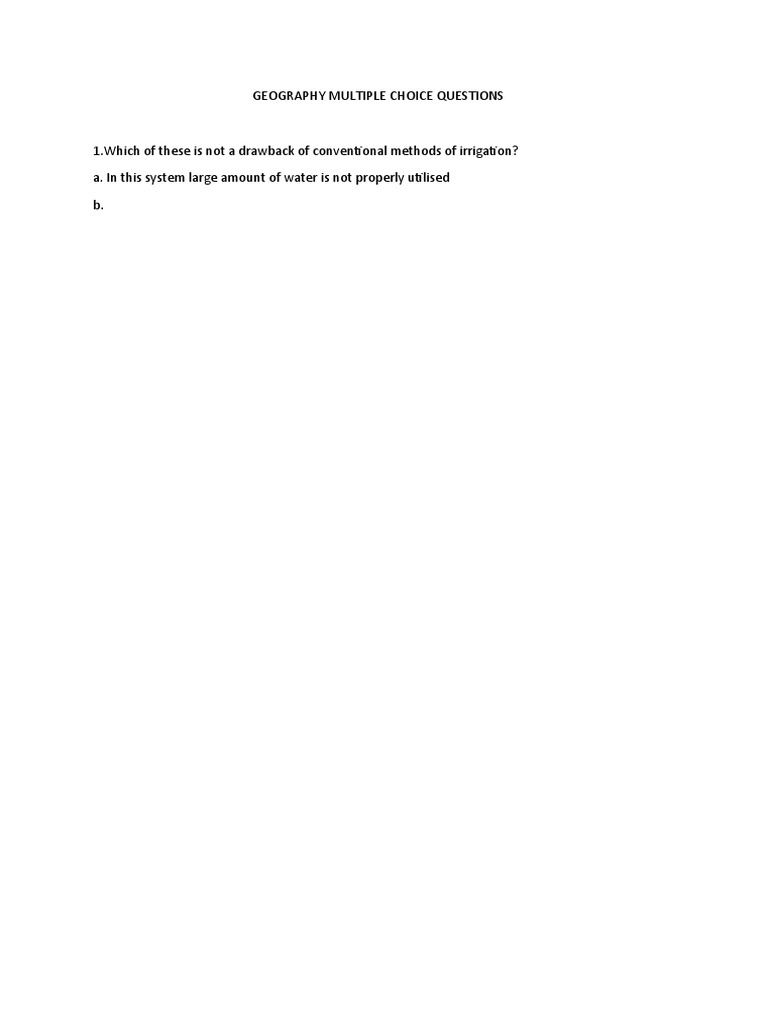 Geography multiple choice questions pdf irrigation water resources
