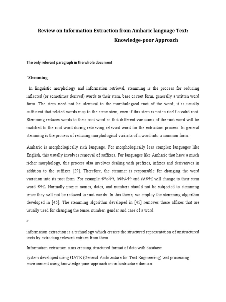Thesis Review On Information Extraction From Text Knowledge Poor ...