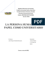 La Persona Humana y Su Papel Como Universitario