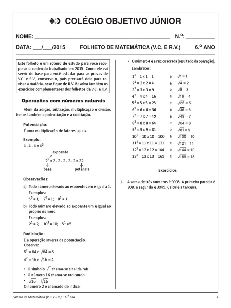 Caderno de MatemÃ¡Tica Vol. Ãºnico - 2023.1, PDF