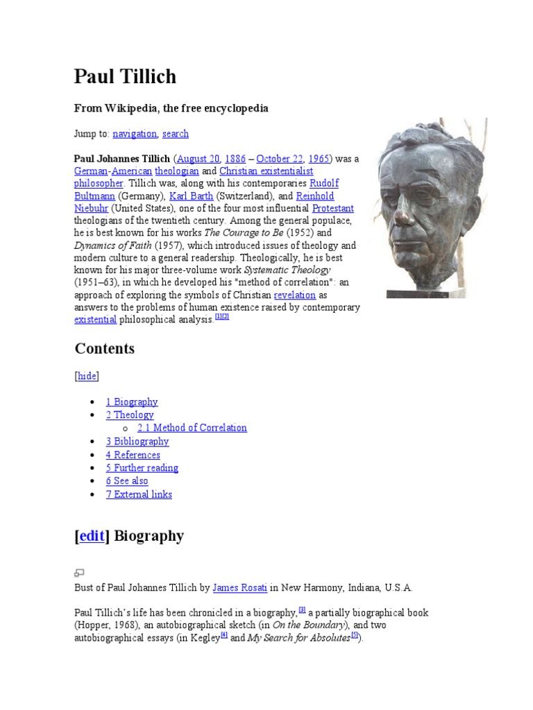 Paul Tillich From Wikipedia, The Free Encyclopedia PDF
