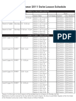 Summer Swim Lesson Schedule