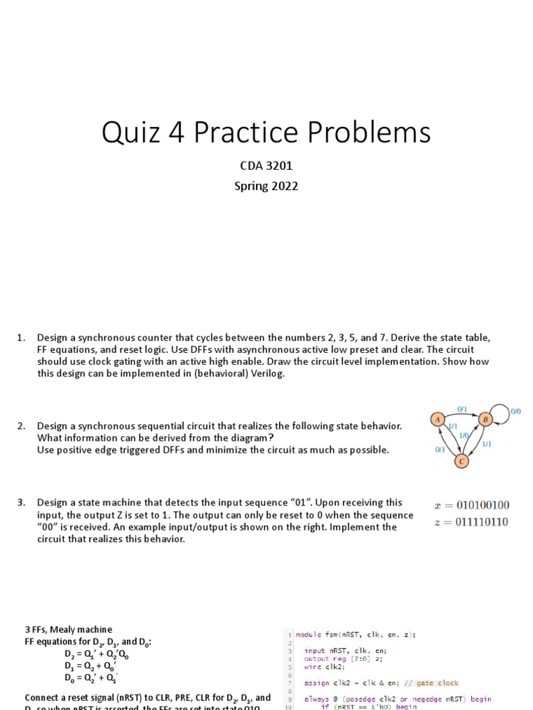 Synchronous Counter and State Machine Design | PDF | Applied ...