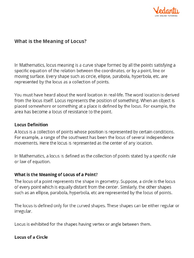 Locus Meaning, Definition and Examples PDF