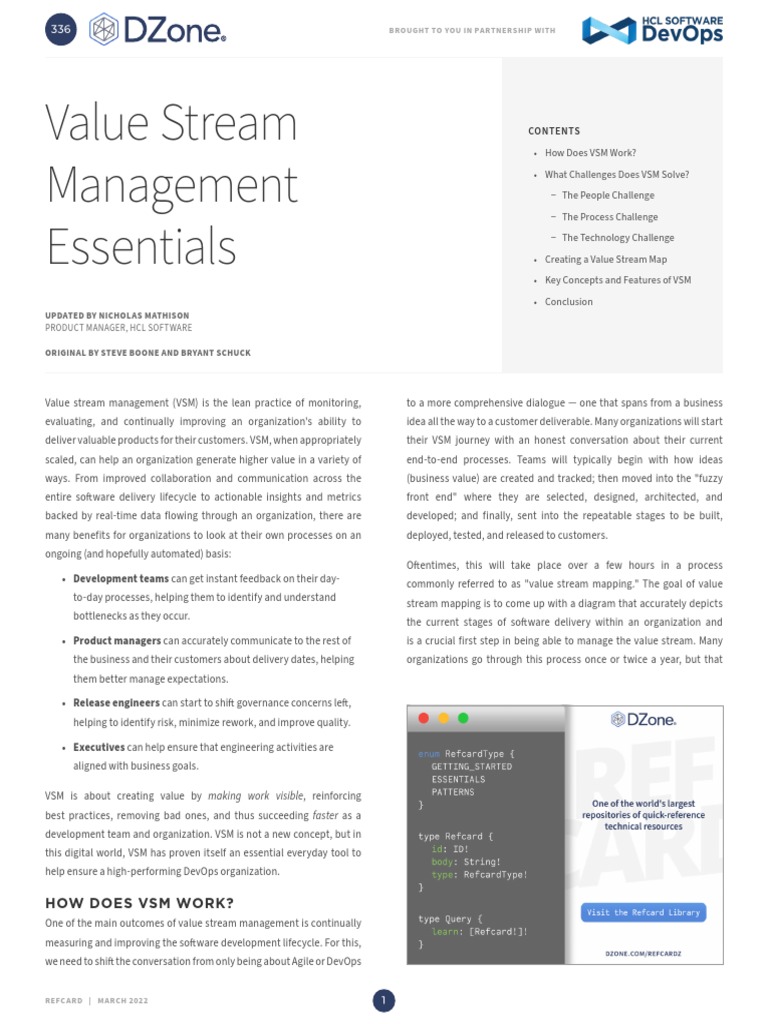 Dzone Refcard 336 Value Stream Management Essentia | PDF | Agile ...