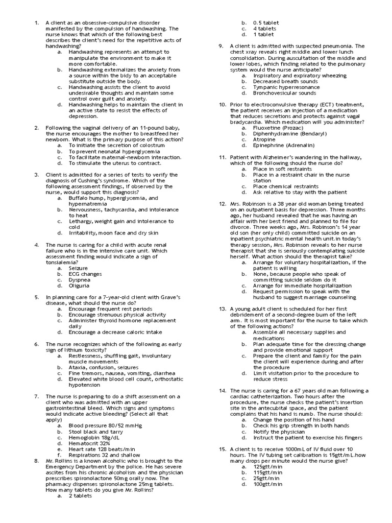 Nursing Assessment and Care Scenarios | PDF | Clinical Medicine ...