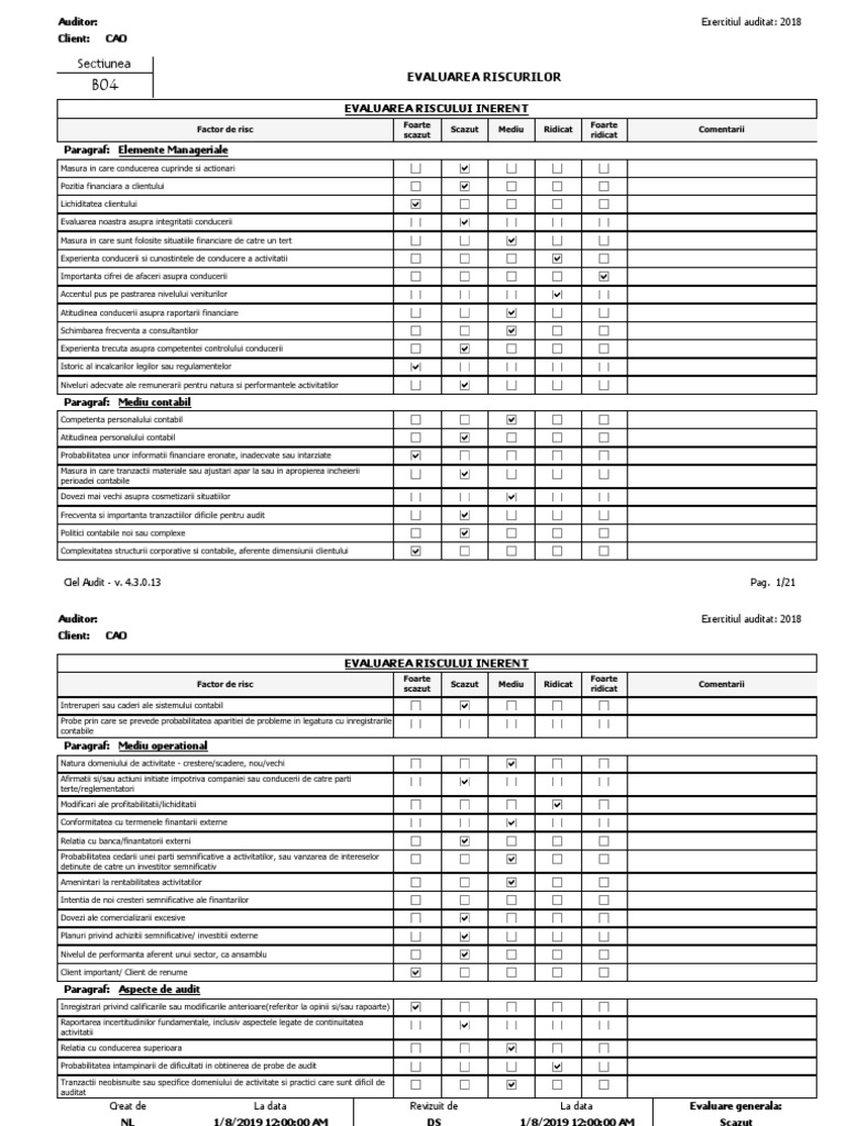 Evaluare Riscuri-Anexa nr.7 | PDF