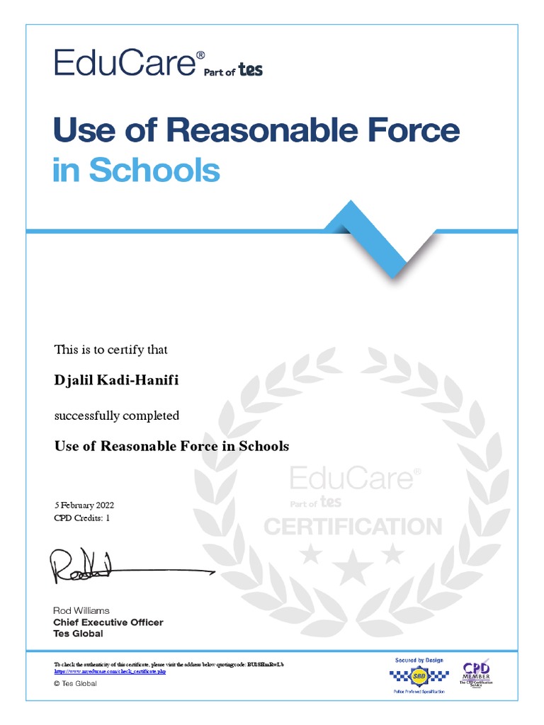 Use Of Reasonable Force In Schools Download PDF