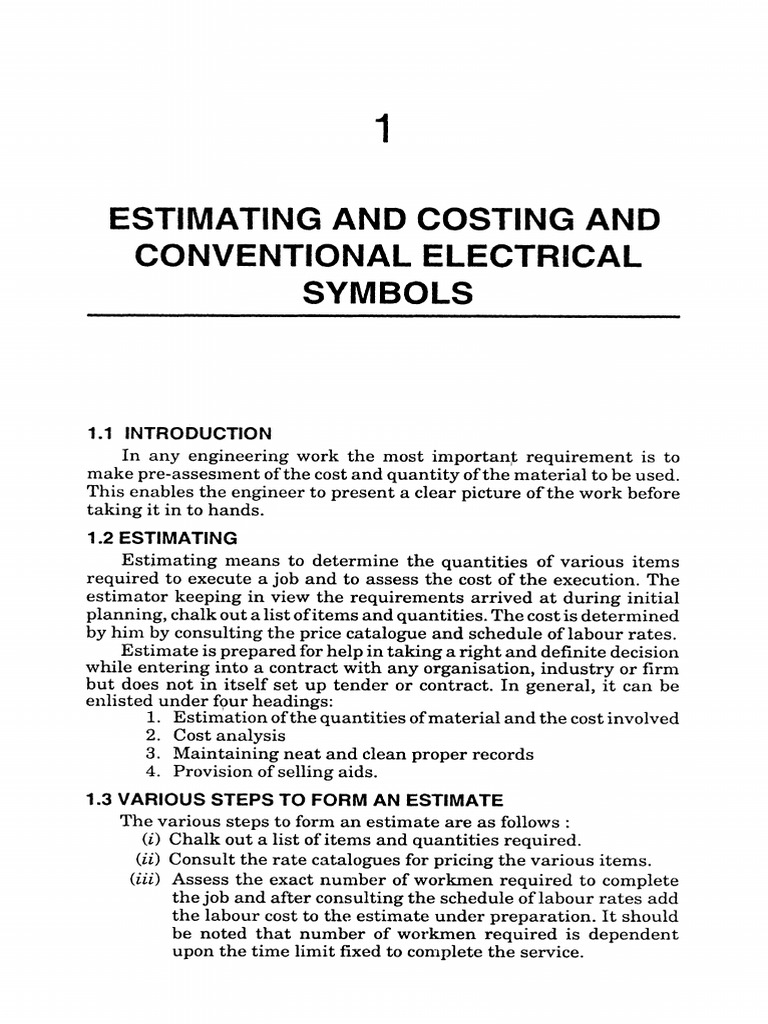 Chapter 1 Electrical Wiring Estimating Costing SL Uppal | PDF