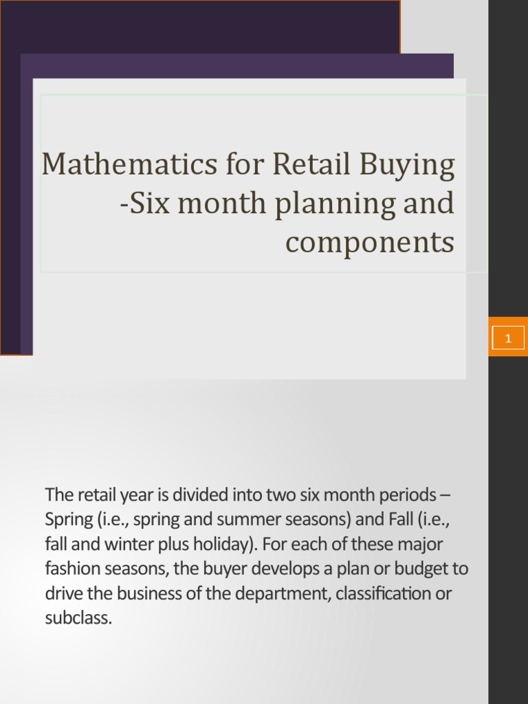 Mathematics For Retail Buying Six Month Planning and Components PDF