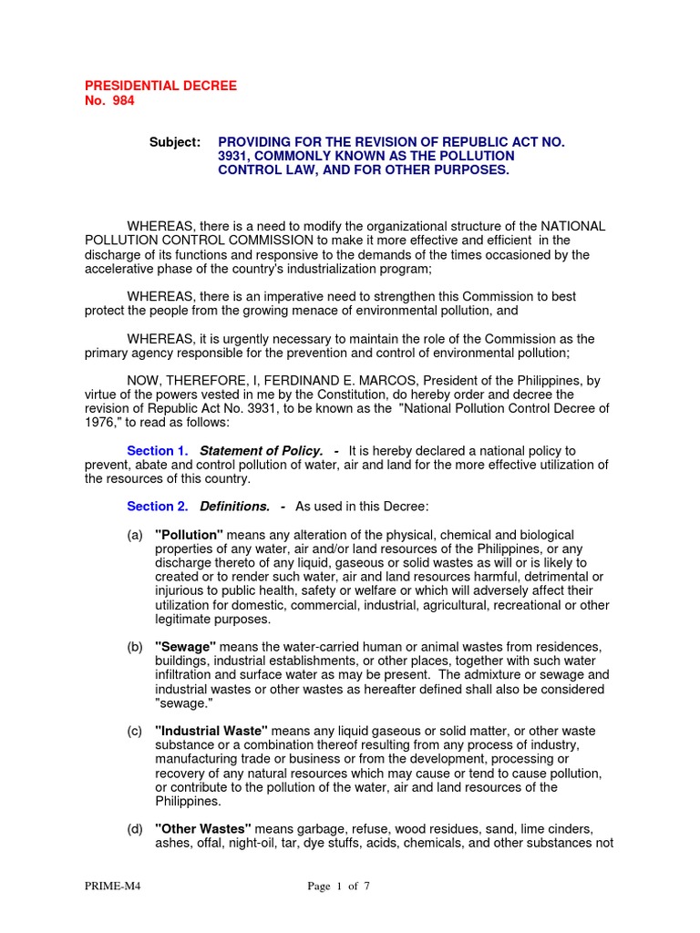 Revision of Republic Act No. 3931 | PDF | Waste | Sewage