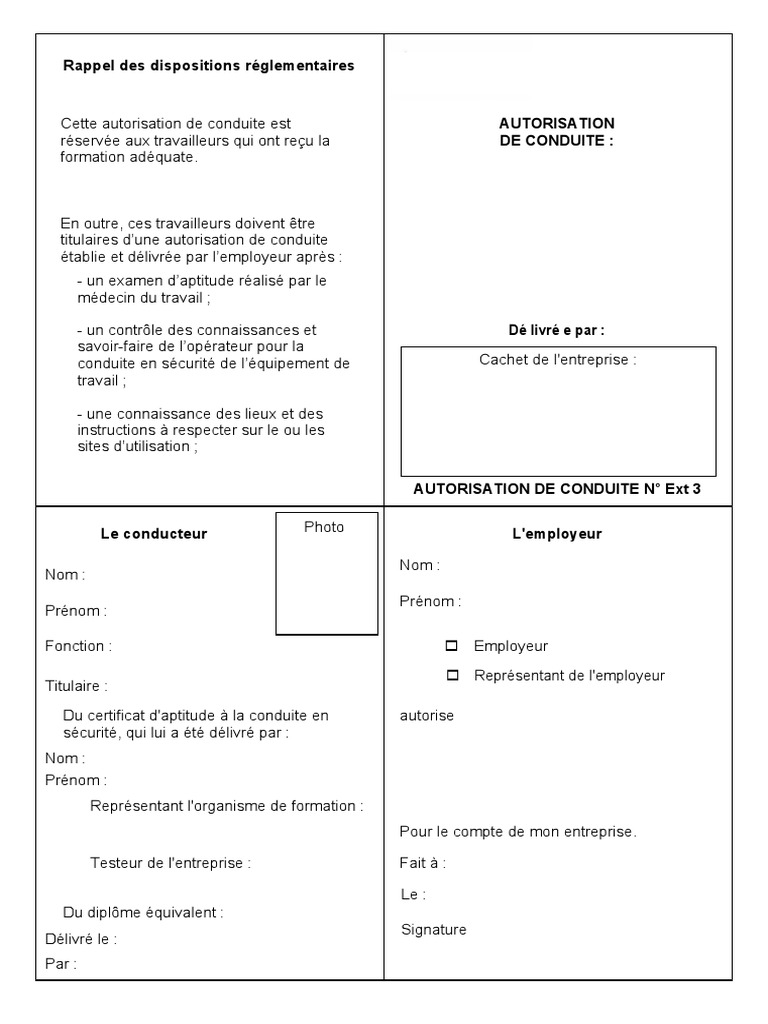 Modèle d'Autorisation de Conduite | PDF | Ordinateurs