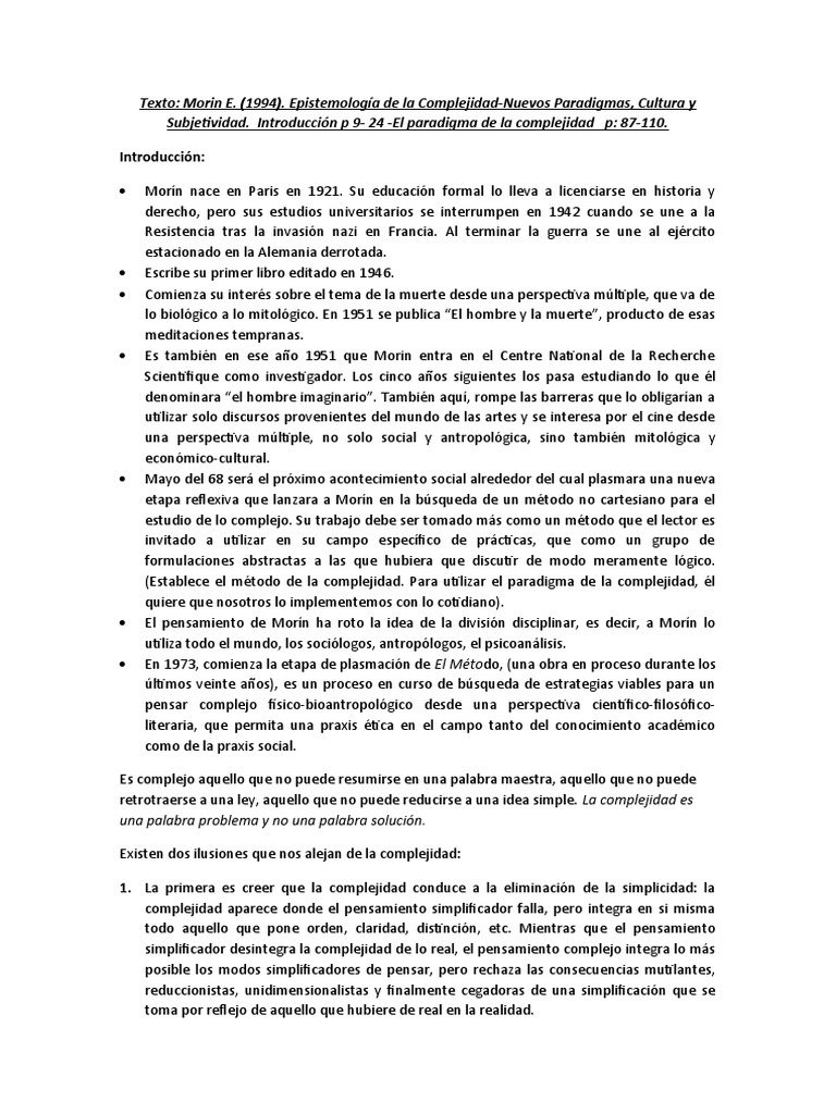 Paradigma de la Complejidad según Morin | PDF | Complejidad | Paradigma