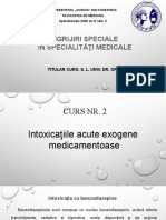 Curs Nr. 2 Îngrijirea Bolnavilor Cu Intoxicaţii Acute Exogene Medicamentoase, (ÎSSM) An IV AMG