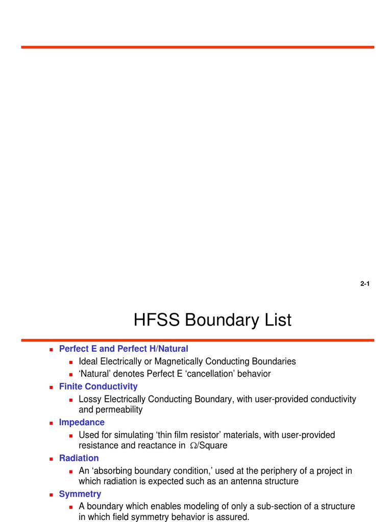 HFSS Boundary Conditions Overview | PDF | Waveguide | Electrical Impedance