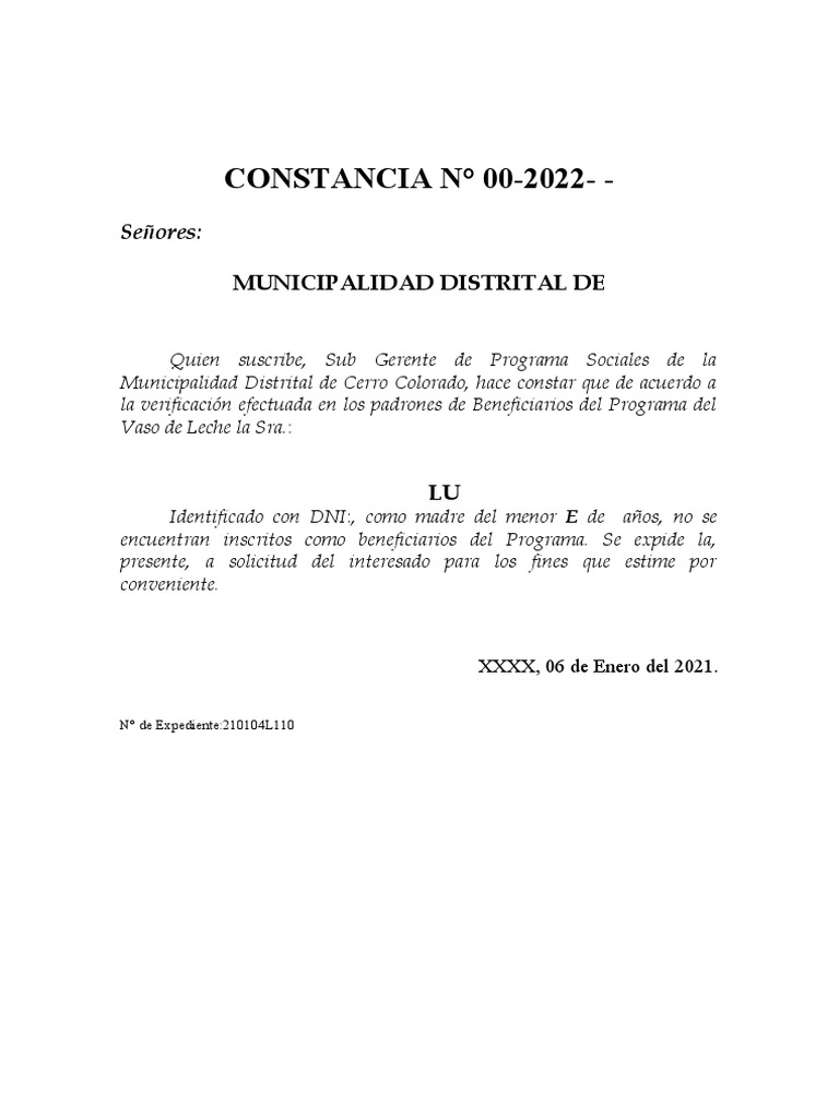 Modelo Constancia | PDF | Derecho