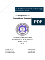 Operations Research: An Assignment On