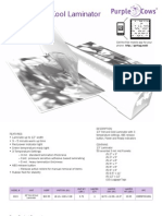 3026 Hot Laminator Spec Sheet