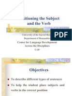 Positioning The Subject and The Verb: Center For Language Development Across The Disciplines