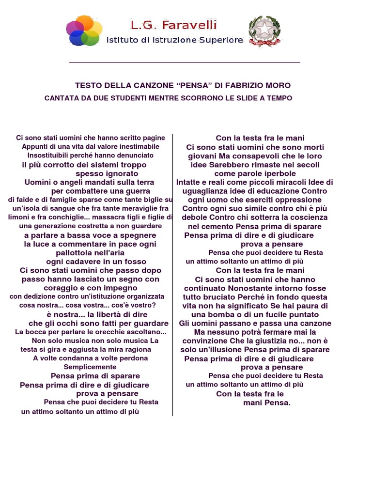 Testo Pensa Fabrizio Moro 1 PDF