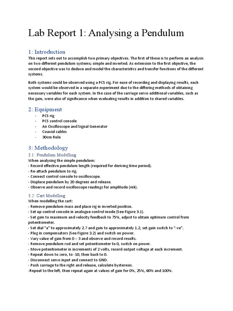 Pendulum System Analysis and Modelling | PDF | Significant Figures ...