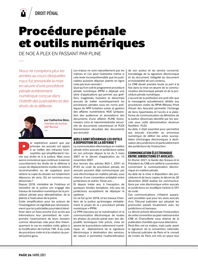 Procédure pénale numérique et PLEX | PDF | Justice | Crime et violence