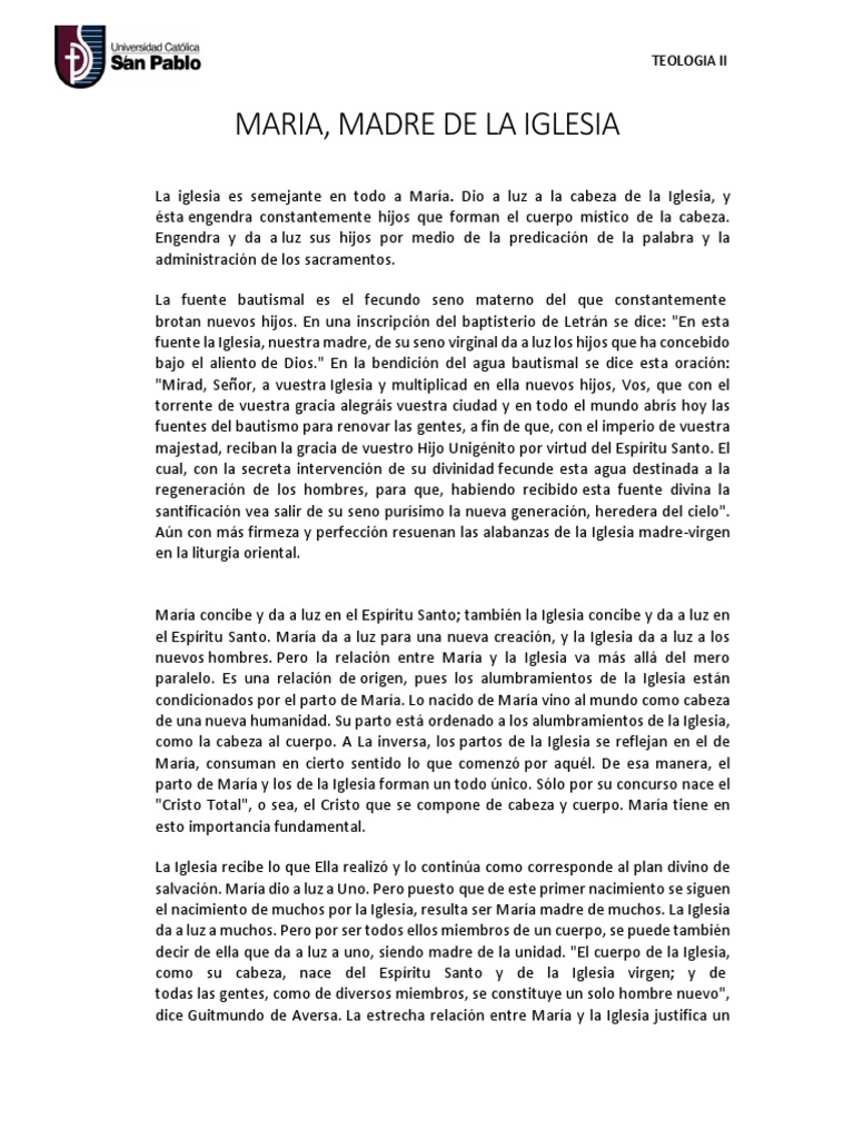 María. Madre de La Iglesia | PDF