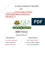 (BBA Hons) : Consumer Satisfaction Towards P&G Company Product