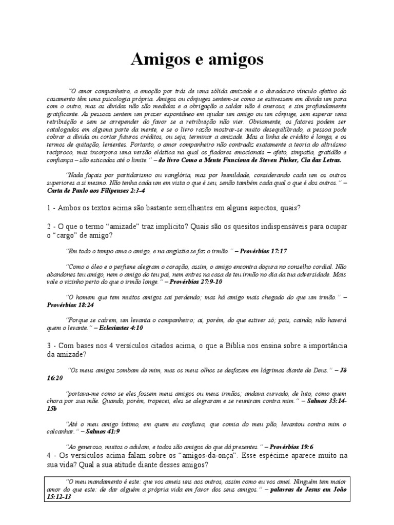 A Importância da Amizade na Bíblia | PDF | Amizade | Conteúdo bíblico, image size:768x1024
