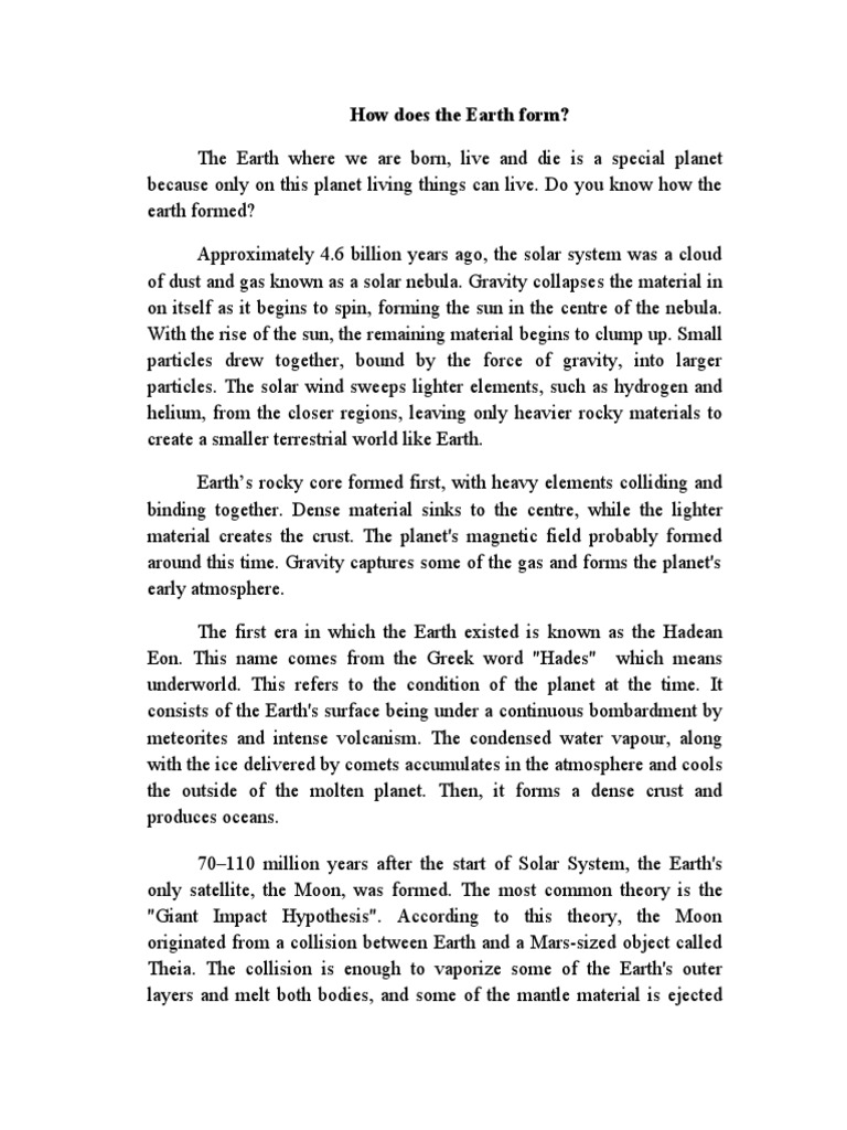 How Does The Earth Form | PDF | Earth | Sun