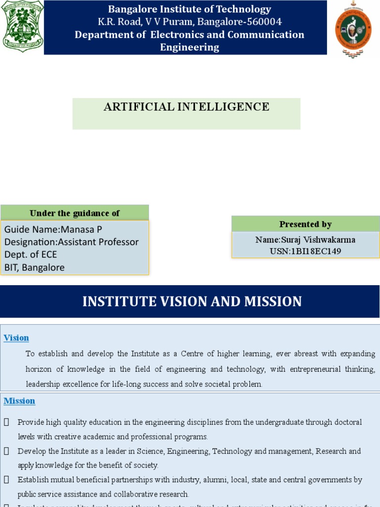 Artificial Intelligence K.R. Road, V V Puram, Bangalore560004 PDF