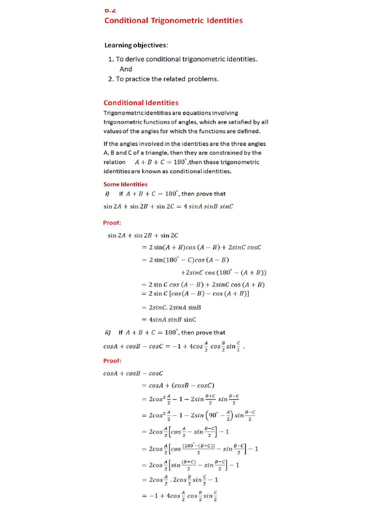 Conditional Trigonometric Identities – GBSORU