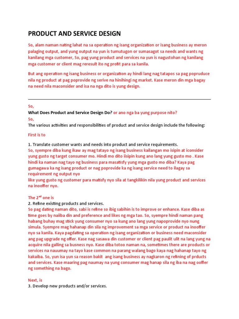 Product and Service Design | PDF