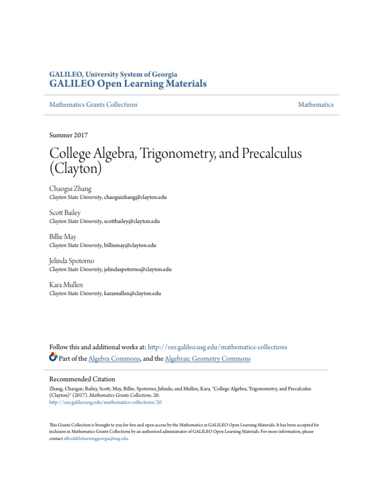 College Algebra and Trigonometry OER | PDF | Trigonometric Functions ...