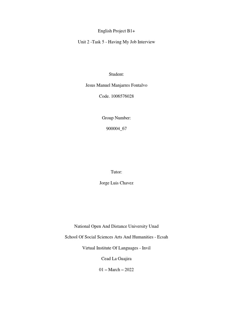 English Project B1 Task 5 Jesus Manjarres Pdf Informática