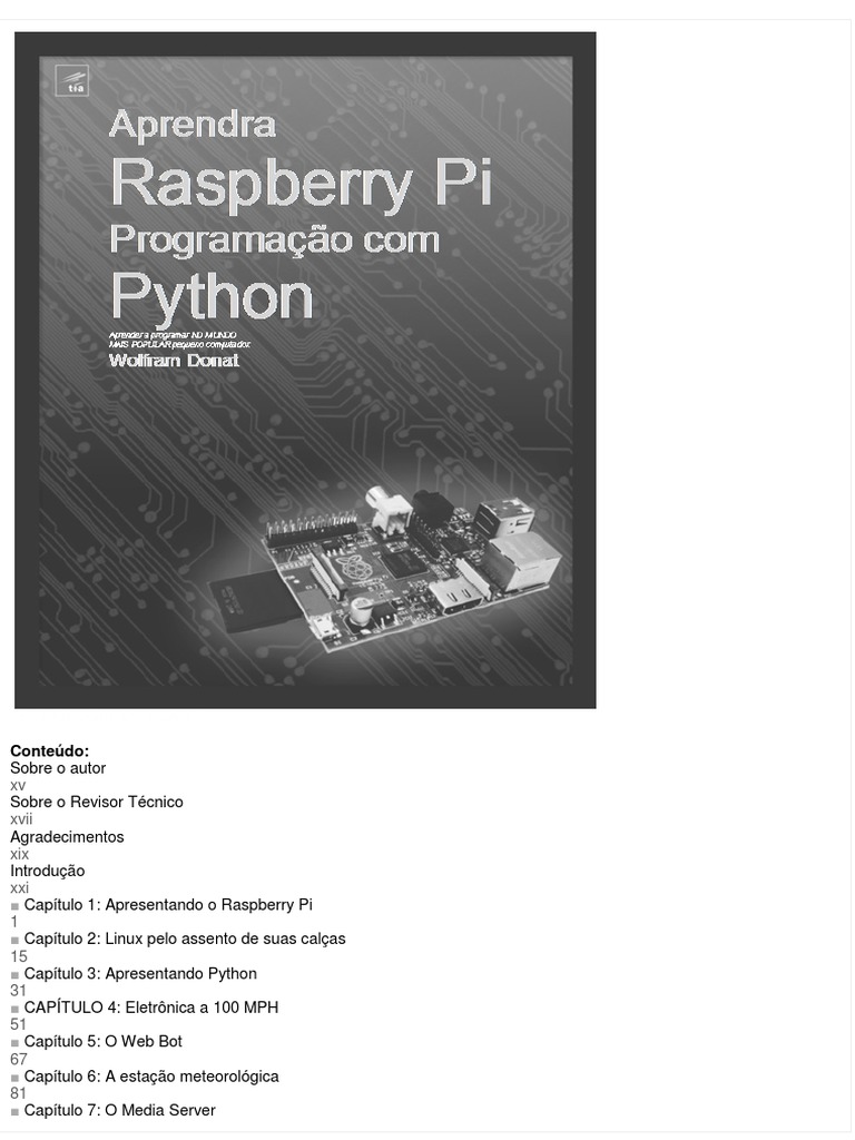 Livro Aprenda Raspberry Pi Com Programação Pyton | PDF | Linux | Gnu