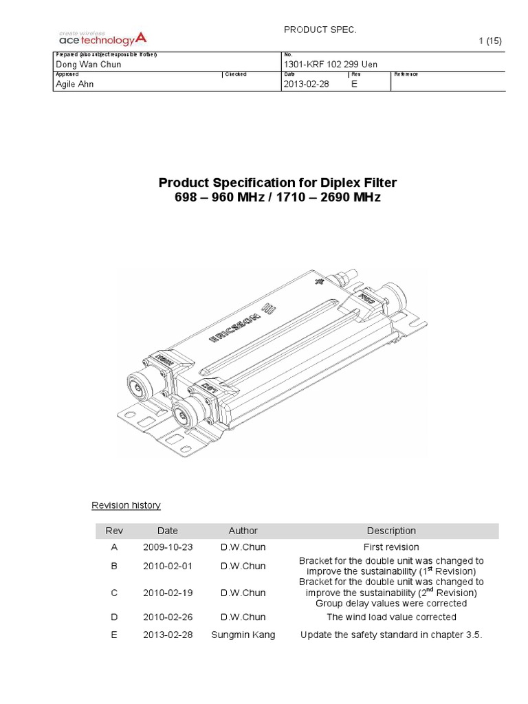 Product Specification For Diplex Filter 698 - 960 MHZ / 1710 - 2690 MHZ ...