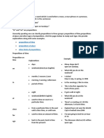 Prepositions of Time Prepositions of Place Other Kinds of Prepositions