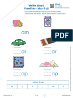 Grade K Literacy Write Word Families (Short A)