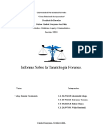 Informe Sobre La Tanatología Forense. Medicina Legal y Criminalística