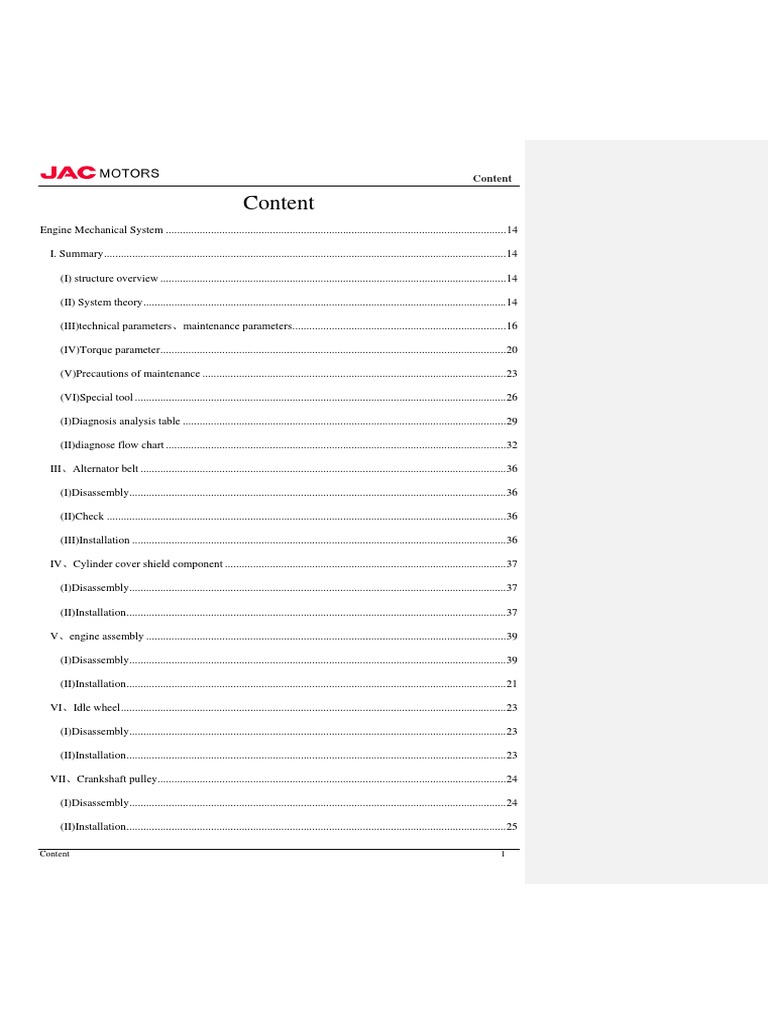 Manual de Mantenimiento Jac S2 | PDF