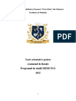 Teste Orientative Examen Licenta 2022 Programul de Studii Medicina PDF