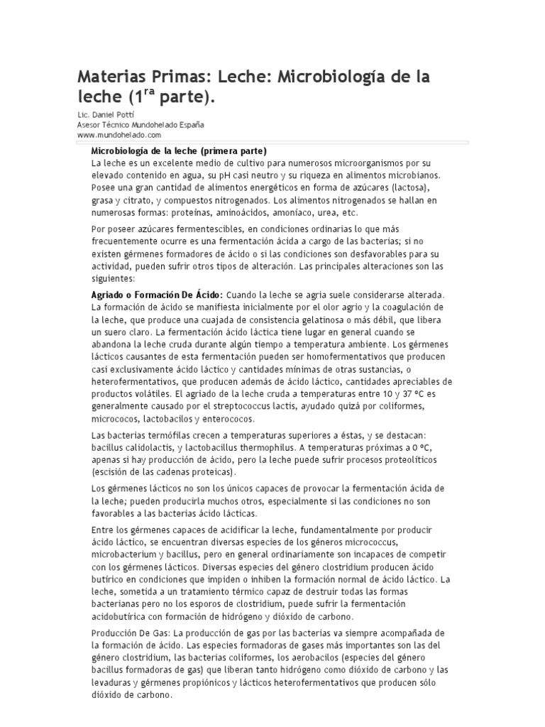Microbiología y Fermentación de la Leche | PDF | Leche | Las bacterias