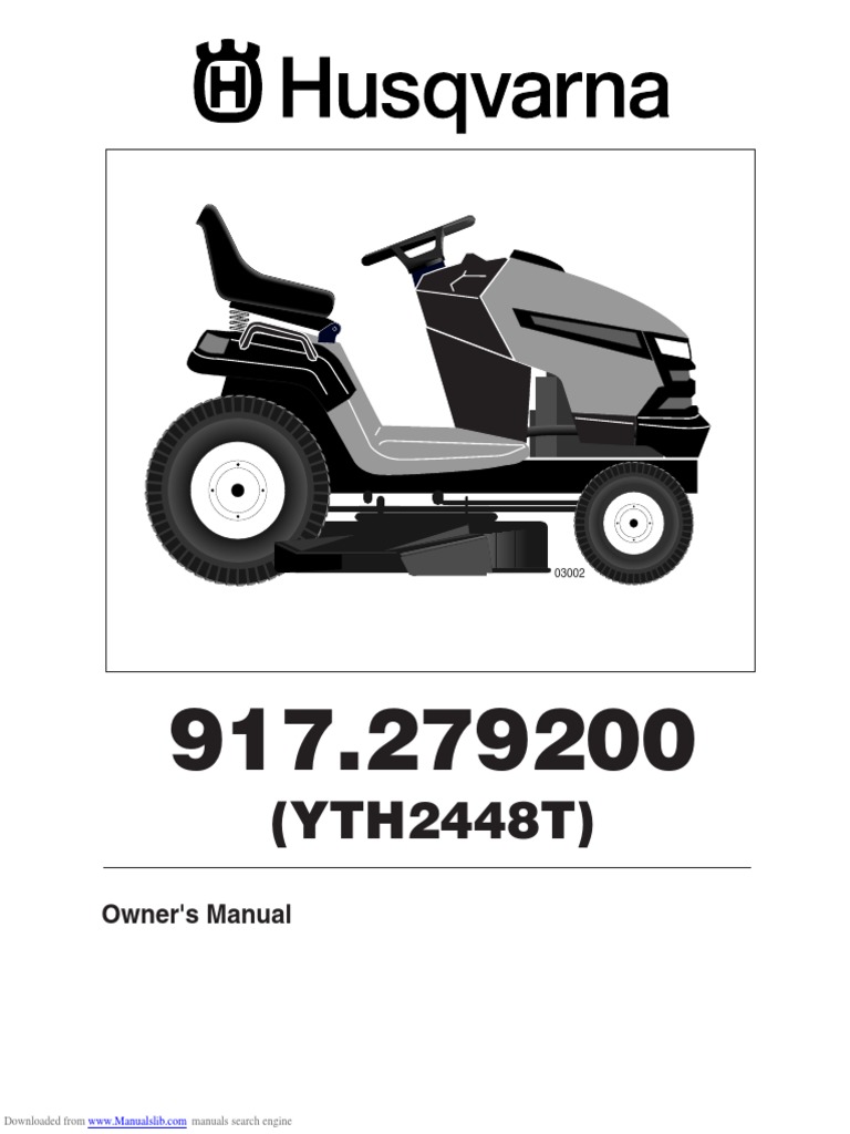 Husqvarna Riding Mower Model: YTH2448t - Operation