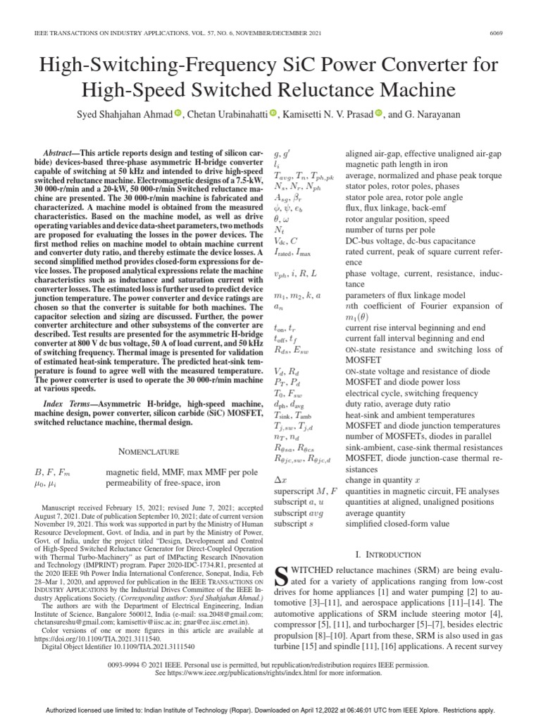 High-Switching-Frequency SiC Power Converter For High-Speed Switched ...