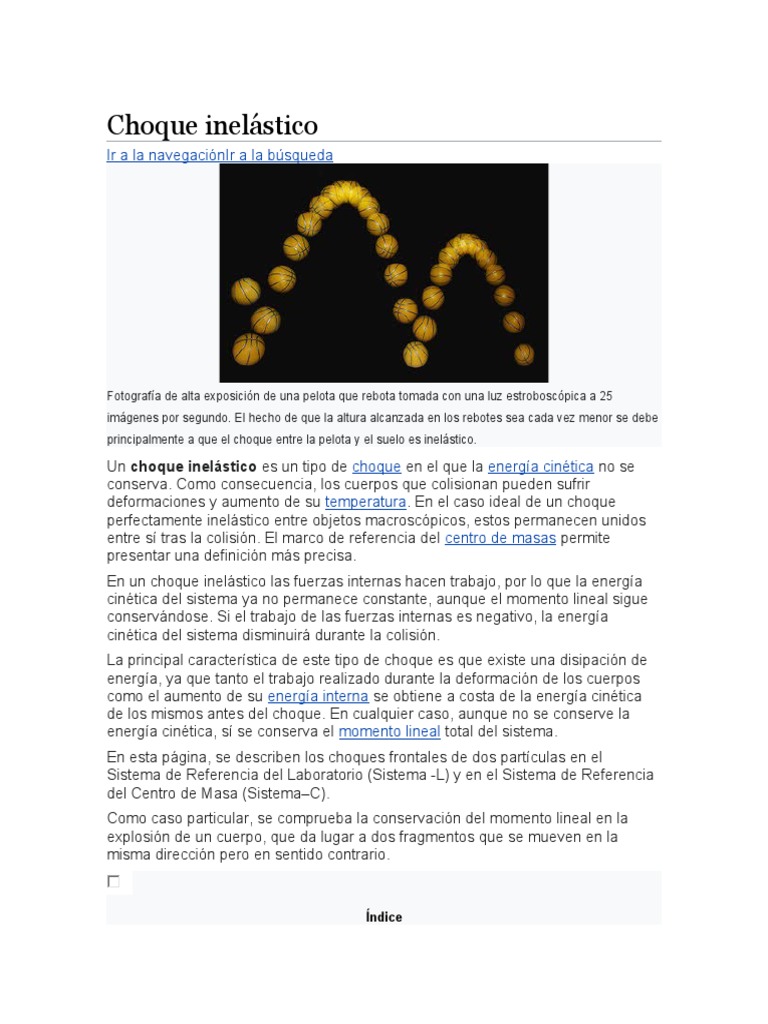 Choque Inelástico | PDF | Mecánica | Física