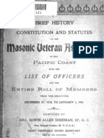 Brief History Constitution and Statutes of the Masonic Veteran Association of the Pacific Coast