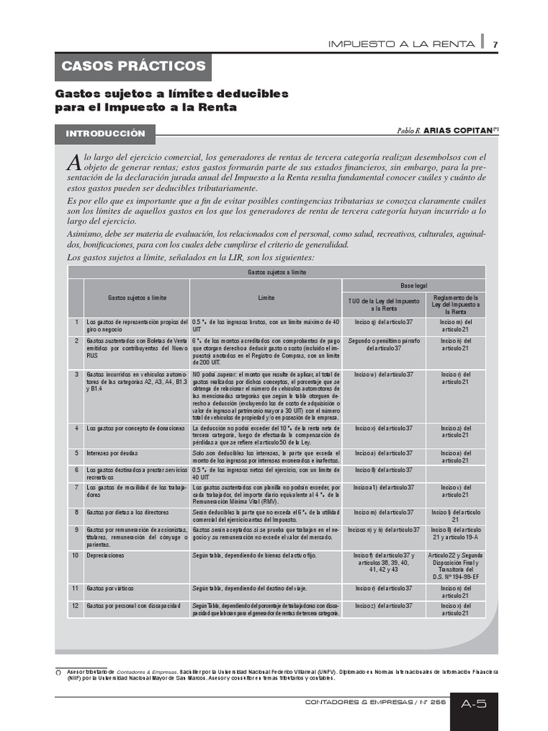Límites Deducibles Impuesto a la Renta | PDF | Impuesto sobre la renta ...